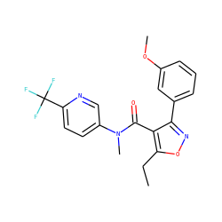 CCc1onc(-c2cccc(OC)c2)c1C(=O)N(C)c1ccc(C(F)(F)F)nc1 ZINC000103297787