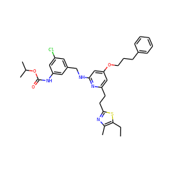 CCc1sc(CCc2cc(OCCCc3ccccc3)cc(NCc3cc(Cl)cc(NC(=O)OC(C)C)c3)n2)nc1C ZINC000029468826