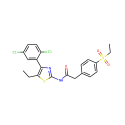 CCc1sc(NC(=O)Cc2ccc(S(=O)(=O)CC)cc2)nc1-c1cc(Cl)ccc1Cl ZINC000473110920