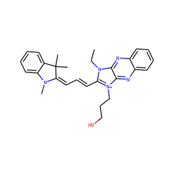 CCn1c(/C=C/C=C2/N(C)c3ccccc3C2(C)C)[n+](CCCO)c2nc3ccccc3nc21 ZINC000013822027