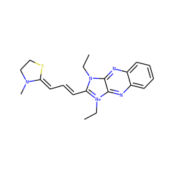 CCn1c(/C=C/C=C2\SCCN2C)[n+](CC)c2nc3ccccc3nc21 ZINC000013822045