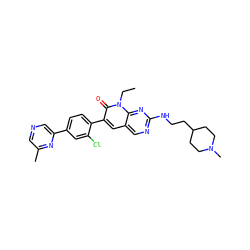 CCn1c(=O)c(-c2ccc(-c3cncc(C)n3)cc2Cl)cc2cnc(NCCC3CCN(C)CC3)nc21 ZINC000205502630