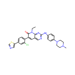 CCn1c(=O)c(-c2ccc(-c3cncs3)cc2Cl)cc2cnc(Nc3ccc(N4CCN(C)CC4)cc3)nc21 ZINC000098209617
