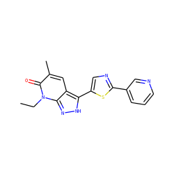 CCn1c(=O)c(C)cc2c(-c3cnc(-c4cccnc4)s3)[nH]nc21 ZINC000653840653