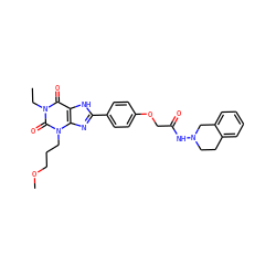 CCn1c(=O)c2[nH]c(-c3ccc(OCC(=O)NN4CCc5ccccc5C4)cc3)nc2n(CCCOC)c1=O ZINC000043075338