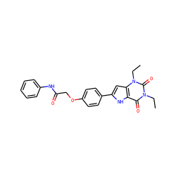 CCn1c(=O)c2[nH]c(-c3ccc(OCC(=O)Nc4ccccc4)cc3)cc2n(CC)c1=O ZINC000013678820