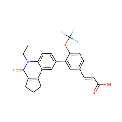 CCn1c(=O)c2c(c3cc(-c4cc(/C=C/C(=O)O)ccc4OC(F)(F)F)ccc31)CCC2 ZINC000028952509