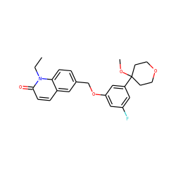 CCn1c(=O)ccc2cc(COc3cc(F)cc(C4(OC)CCOCC4)c3)ccc21 ZINC000001484223