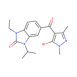 CCn1c(=O)n(C(C)C)c2cc(C(=O)c3c(C)nn(C)c3O)ccc21 ZINC000299854734