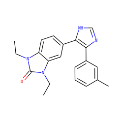 CCn1c(=O)n(CC)c2cc(-c3[nH]cnc3-c3cccc(C)c3)ccc21 ZINC000014958446
