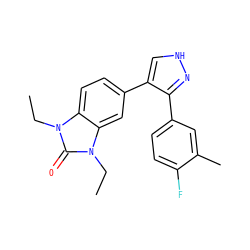 CCn1c(=O)n(CC)c2cc(-c3c[nH]nc3-c3ccc(F)c(C)c3)ccc21 ZINC000014958537