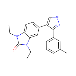 CCn1c(=O)n(CC)c2cc(-c3c[nH]nc3-c3cccc(C)c3)ccc21 ZINC000014958561
