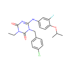 CCn1c(=O)nc(Nc2ccc(OC(C)C)c(F)c2)n(Cc2ccc(Cl)cc2)c1=O ZINC000200520727