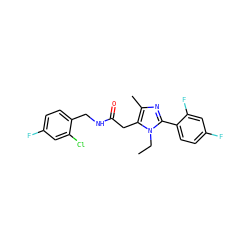CCn1c(-c2ccc(F)cc2F)nc(C)c1CC(=O)NCc1ccc(F)cc1Cl ZINC000072109185