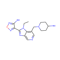 CCn1c(-c2nonc2N)nc2cncc(CN3CCC(N)CC3)c21 ZINC000028459197