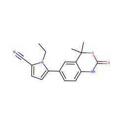 CCn1c(C#N)ccc1-c1ccc2c(c1)C(C)(C)OC(=O)N2 ZINC000026285995