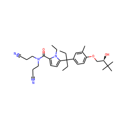CCn1c(C(=O)N(CCC#N)CCC#N)ccc1C(CC)(CC)c1ccc(OC[C@@H](O)C(C)(C)C)c(C)c1 ZINC000653793704