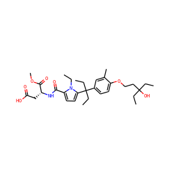 CCn1c(C(=O)N[C@H](CC(=O)O)C(=O)OC)ccc1C(CC)(CC)c1ccc(OCCC(O)(CC)CC)c(C)c1 ZINC001772573853