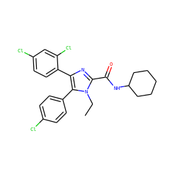 CCn1c(C(=O)NC2CCCCC2)nc(-c2ccc(Cl)cc2Cl)c1-c1ccc(Cl)cc1 ZINC000028121262