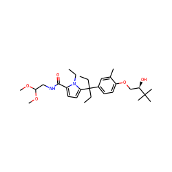 CCn1c(C(=O)NCC(OC)OC)ccc1C(CC)(CC)c1ccc(OC[C@@H](O)C(C)(C)C)c(C)c1 ZINC000653788969
