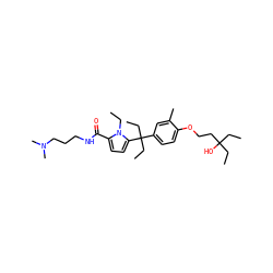 CCn1c(C(=O)NCCCN(C)C)ccc1C(CC)(CC)c1ccc(OCCC(O)(CC)CC)c(C)c1 ZINC001772650949