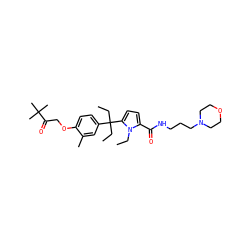 CCn1c(C(=O)NCCCN2CCOCC2)ccc1C(CC)(CC)c1ccc(OCC(=O)C(C)(C)C)c(C)c1 ZINC000653782770