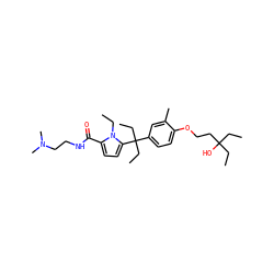 CCn1c(C(=O)NCCN(C)C)ccc1C(CC)(CC)c1ccc(OCCC(O)(CC)CC)c(C)c1 ZINC001772605618