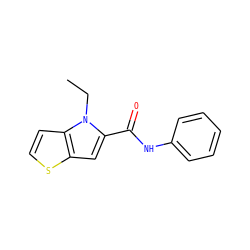 CCn1c(C(=O)Nc2ccccc2)cc2sccc21 ZINC000040786381