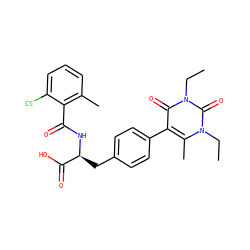 CCn1c(C)c(-c2ccc(C[C@H](NC(=O)c3c(C)cccc3Cl)C(=O)O)cc2)c(=O)n(CC)c1=O ZINC000038474012