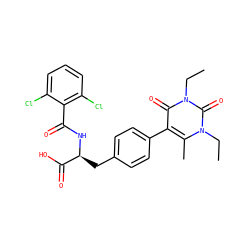 CCn1c(C)c(-c2ccc(C[C@H](NC(=O)c3c(Cl)cccc3Cl)C(=O)O)cc2)c(=O)n(CC)c1=O ZINC000038457154