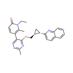 CCn1c(C)c(-c2cnc(C)nc2OC[C@H]2C[C@@H]2c2ccc3ccccc3n2)ccc1=O ZINC000222636626