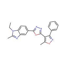 CCn1c(C)nc2cc(-c3nnc(-c4c(-c5ccccc5)noc4C)o3)ccc21 ZINC000003399423
