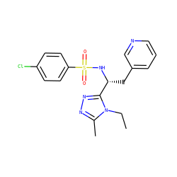 CCn1c(C)nnc1[C@@H](Cc1cccnc1)NS(=O)(=O)c1ccc(Cl)cc1 ZINC000140245241