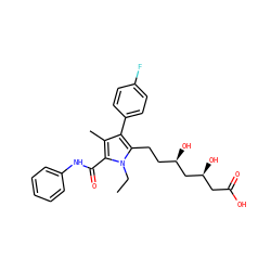 CCn1c(CC[C@@H](O)C[C@@H](O)CC(=O)O)c(-c2ccc(F)cc2)c(C)c1C(=O)Nc1ccccc1 ZINC000014967843