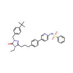 CCn1c(CCCc2ccc(-c3ccc(NS(=O)(=O)c4ccccc4)nc3)cc2)nn(Cc2ccc(C(C)(C)C)cc2)c1=O ZINC000169343883