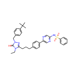 CCn1c(CCCc2ccc(-c3cnc(NS(=O)(=O)c4ccccc4)cn3)cc2)nn(Cc2ccc(C(C)(C)C)cc2)c1=O ZINC000147717003