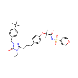 CCn1c(CCCc2ccc(OC(C)(C)C(=O)NS(=O)(=O)C3=CCOC=C3)cc2)nn(Cc2ccc(C(C)(C)C)cc2)c1=O ZINC000169343876