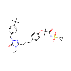 CCn1c(CCCc2ccc(OC(C)(C)C(=O)NS(=O)(=O)C3CC3)cc2)nn(Cc2ccc(C(C)(C)C)cc2)c1=O ZINC000169343872