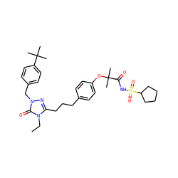 CCn1c(CCCc2ccc(OC(C)(C)C(=O)NS(=O)(=O)C3CCCC3)cc2)nn(Cc2ccc(C(C)(C)C)cc2)c1=O ZINC000169343870