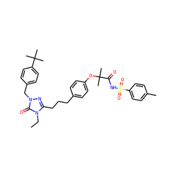 CCn1c(CCCc2ccc(OC(C)(C)C(=O)NS(=O)(=O)c3ccc(C)cc3)cc2)nn(Cc2ccc(C(C)(C)C)cc2)c1=O ZINC000169343863