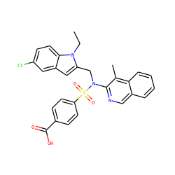 CCn1c(CN(c2ncc3ccccc3c2C)S(=O)(=O)c2ccc(C(=O)O)cc2)cc2cc(Cl)ccc21 ZINC000473228776