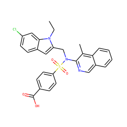 CCn1c(CN(c2ncc3ccccc3c2C)S(=O)(=O)c2ccc(C(=O)O)cc2)cc2ccc(Cl)cc21 ZINC000473228824
