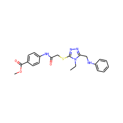 CCn1c(CNc2ccccc2)nnc1SCC(=O)Nc1ccc(C(=O)OC)cc1 ZINC000084687427