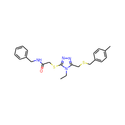 CCn1c(CSCc2ccc(C)cc2)nnc1SCC(=O)NCc1ccccc1 ZINC000000687785