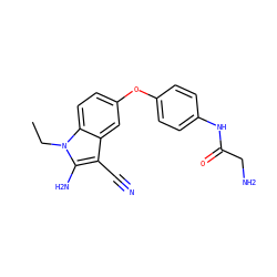 CCn1c(N)c(C#N)c2cc(Oc3ccc(NC(=O)CN)cc3)ccc21 ZINC000299862246