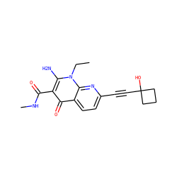 CCn1c(N)c(C(=O)NC)c(=O)c2ccc(C#CC3(O)CCC3)nc21 ZINC000043202181