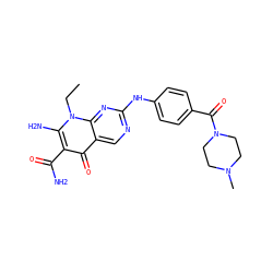 CCn1c(N)c(C(N)=O)c(=O)c2cnc(Nc3ccc(C(=O)N4CCN(C)CC4)cc3)nc21 ZINC000118367233