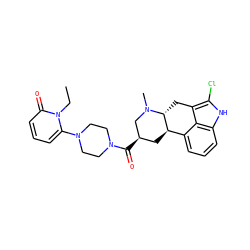 CCn1c(N2CCN(C(=O)[C@@H]3C[C@@H]4c5cccc6[nH]c(Cl)c(c56)C[C@H]4N(C)C3)CC2)cccc1=O ZINC000029038700