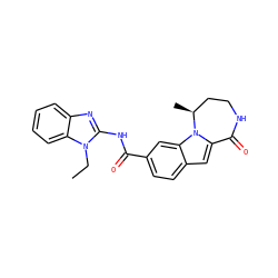 CCn1c(NC(=O)c2ccc3cc4n(c3c2)[C@@H](C)CCNC4=O)nc2ccccc21 ZINC000117689500
