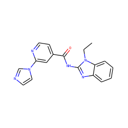 CCn1c(NC(=O)c2ccnc(-n3ccnc3)c2)nc2ccccc21 ZINC000048316538